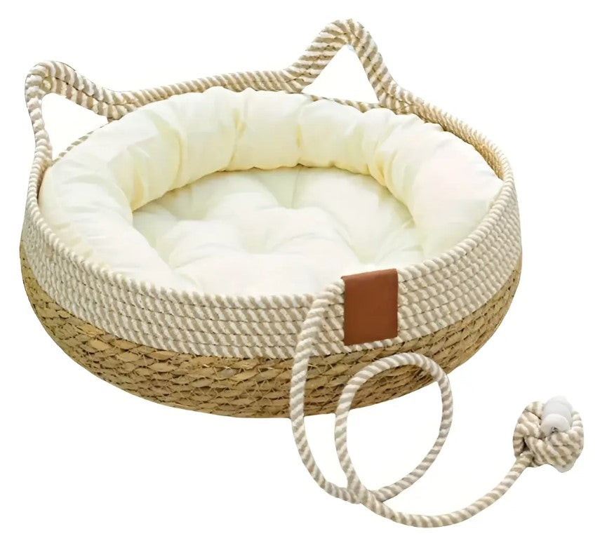 🐾 Cama Para Perro y Gato Suave Diseño Ratán Natural