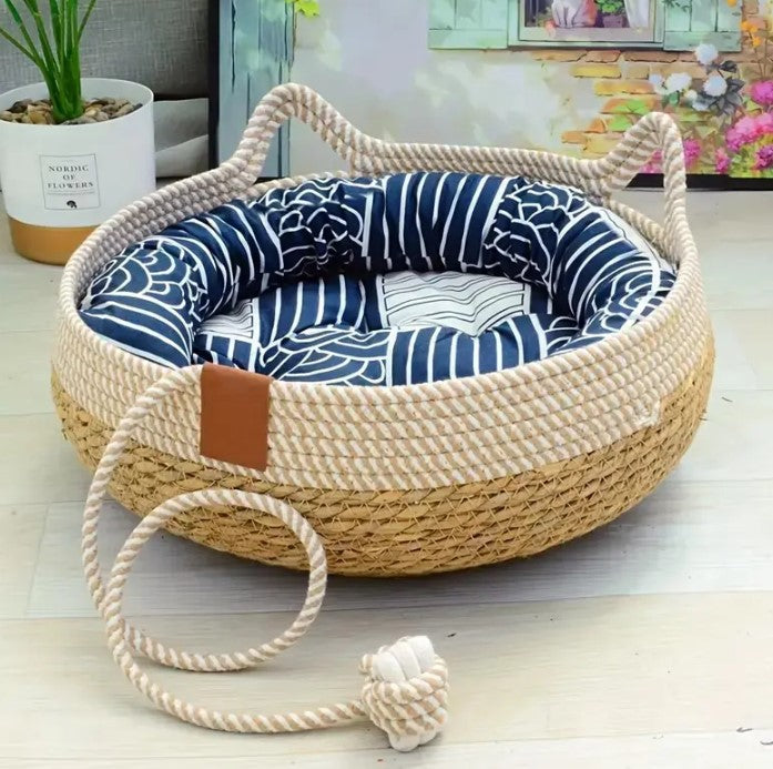 🐾 Cama Para Perro y Gato Suave Diseño Ratán Natural