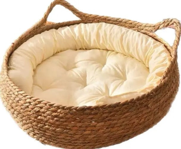 🐾 Cama Para Perro y Gato Suave Diseño Ratán Natural