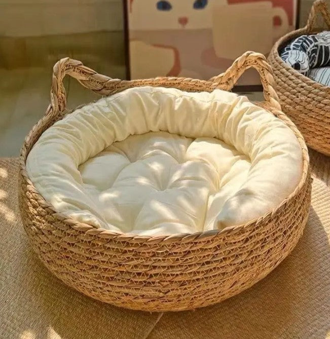 🐾 Cama Para Perro y Gato Suave Diseño Ratán Natural