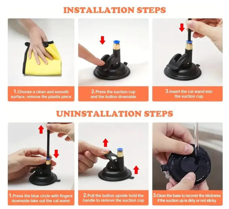 🐾 Juguete de Palo Interactivo con Plumas y Ventosa 3 pcs Para Gatos