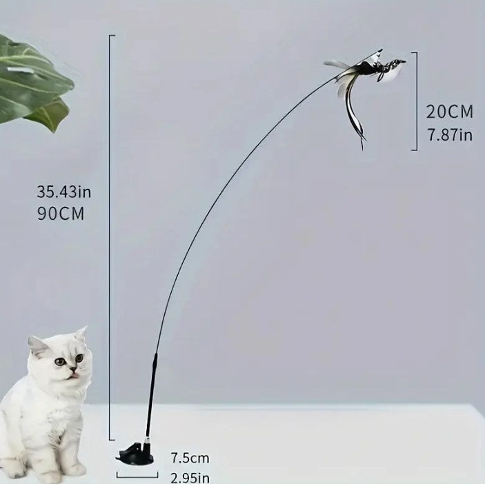🐾 Juguete de Palo Interactivo con Plumas y Ventosa 3 pcs Para Gatos