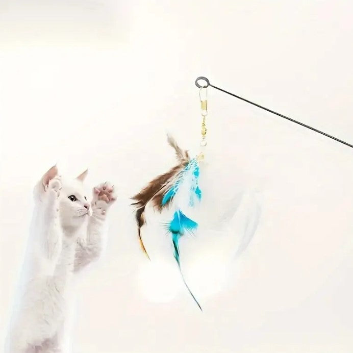🐾 Juguete de Palo Interactivo con Plumas y Ventosa 3 pcs Para Gatos
