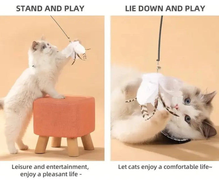 🐾 Juguete de Palo Interactivo con Plumas y Ventosa 3 pcs Para Gatos