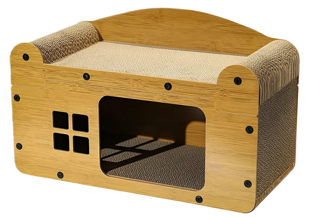 🐾 Rascador Grande de Cartón Tipo Casa Para Gatos Antiestrés