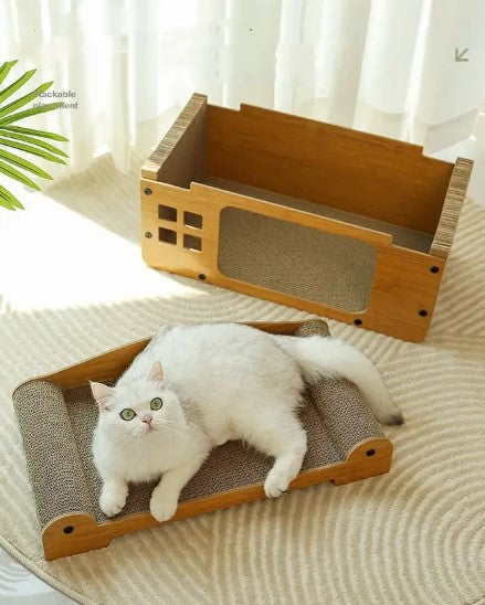 🐾 Rascador Grande de Cartón Tipo Casa Para Gatos Antiestrés