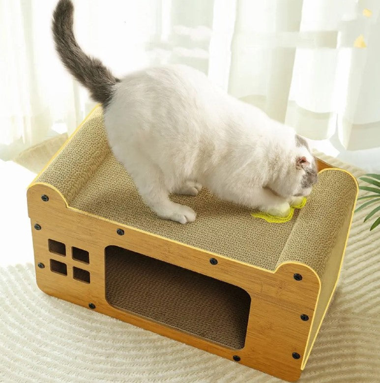 🐾 Rascador Grande de Cartón Tipo Casa Para Gatos Antiestrés