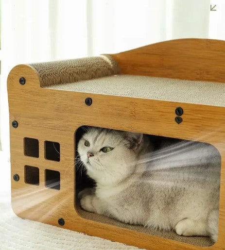 🐾 Rascador Grande de Cartón Tipo Casa Para Gatos Antiestrés