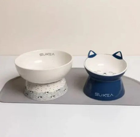 🐾 Plato de Cerámica Azul Para Perros y Gatos