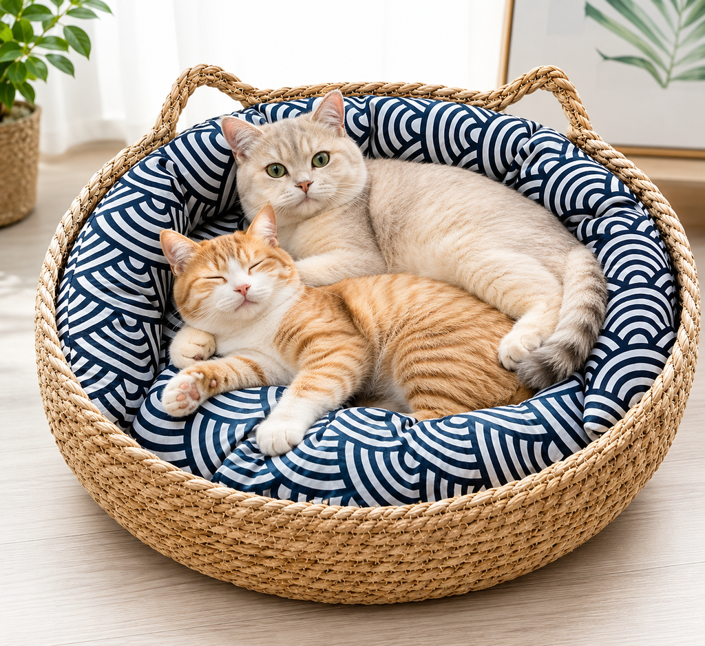 🐾 Cama Para Perro y Gato Suave Diseño Ratán Natural