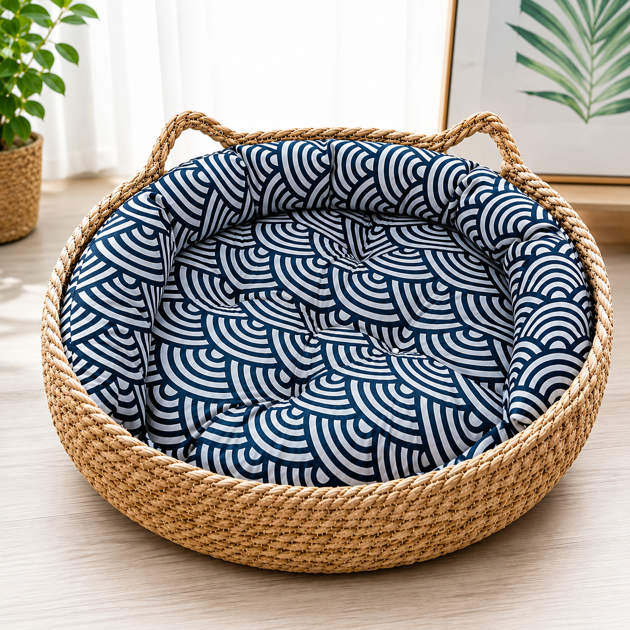 🐾 Cama Para Perro y Gato Suave Diseño Ratán Natural