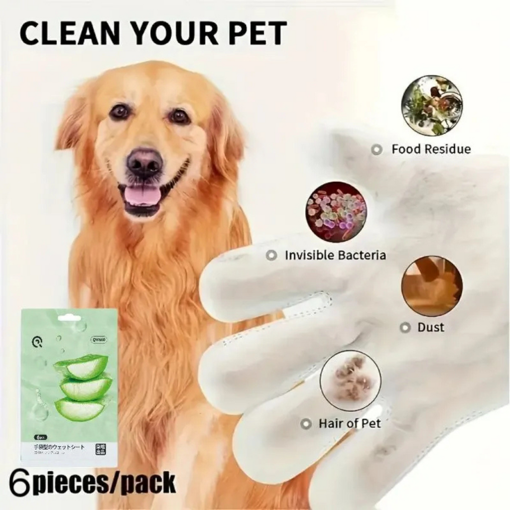 🐾 Guantes Desechables de Limpieza con Aloe Vera 6 pcs Para Mascotas