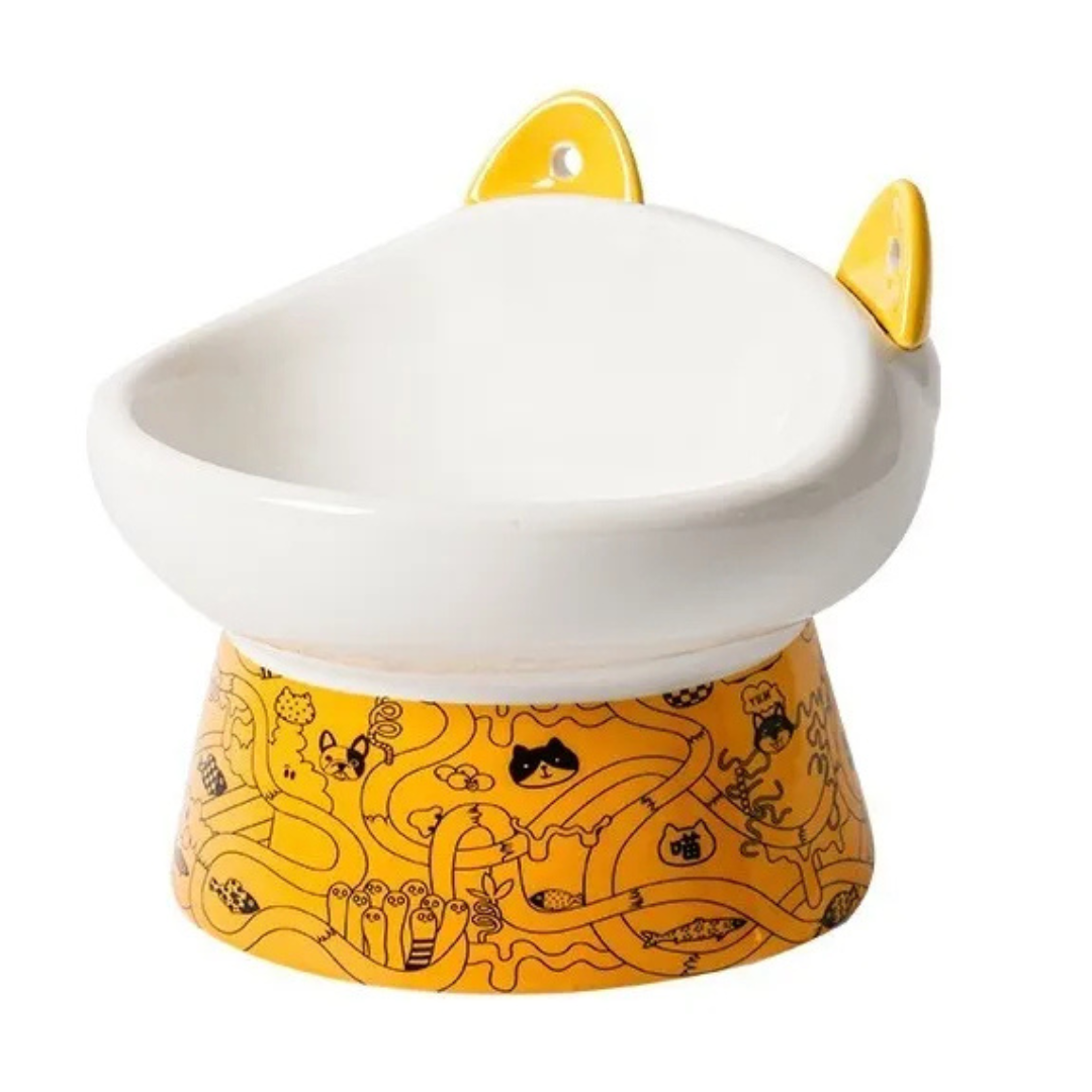 🐾 Plato Cerámica Orejas Tipo Cuchara Para Mascota Perro Gato