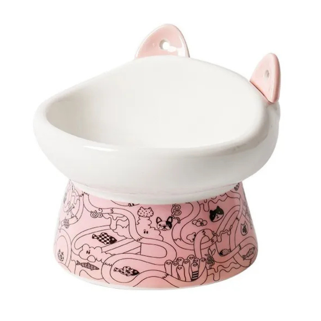 🐾 Plato Cerámica Orejas Tipo Cuchara Para Mascota Perro Gato