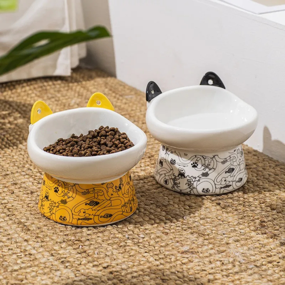 🐾 Plato Cerámica Orejas Tipo Cuchara Para Mascota Perro Gato