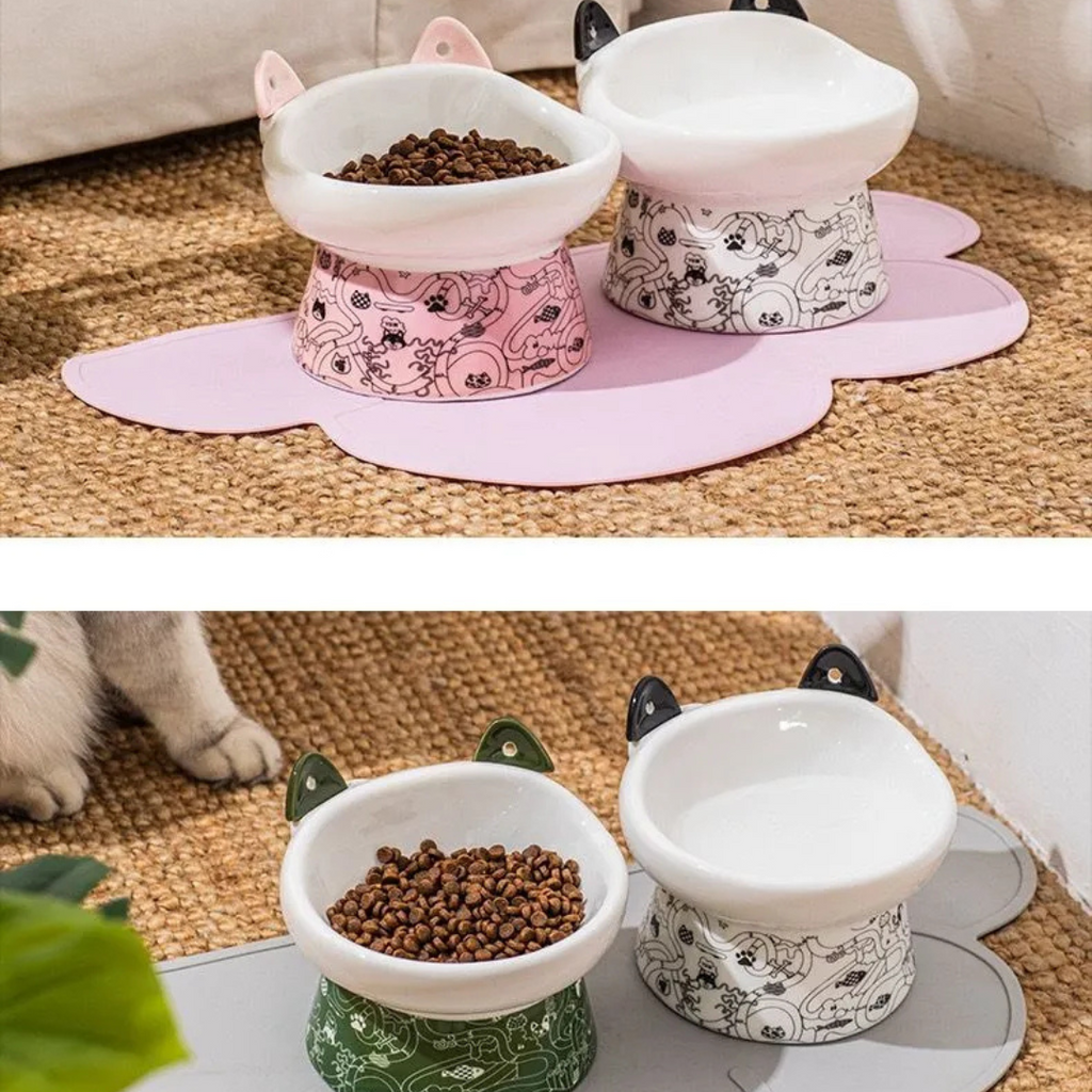 🐾 Plato Cerámica Orejas Tipo Cuchara Para Mascota Perro Gato